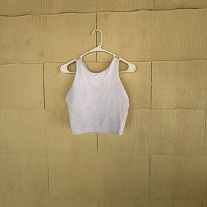 Athleta Conscious Crop Bra White Sports Bra High Neck Athleisure